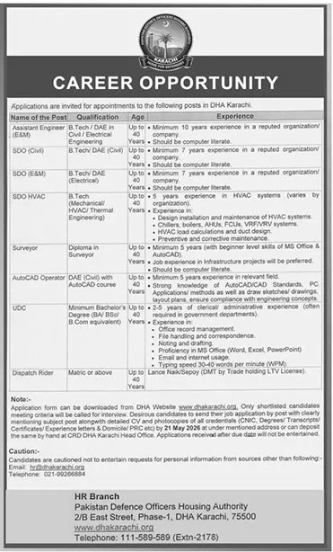 DHA Karachi Jobs 2026