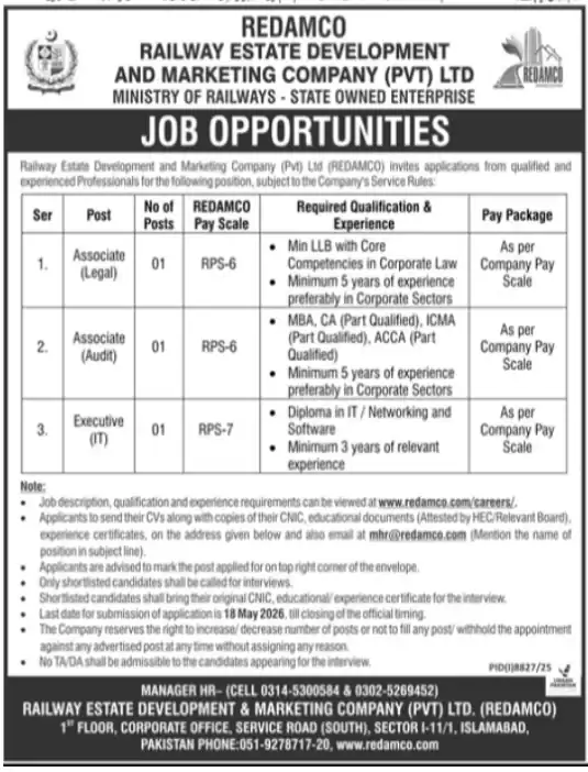 Railway Estate Development & Marketing Jobs Advertisement
